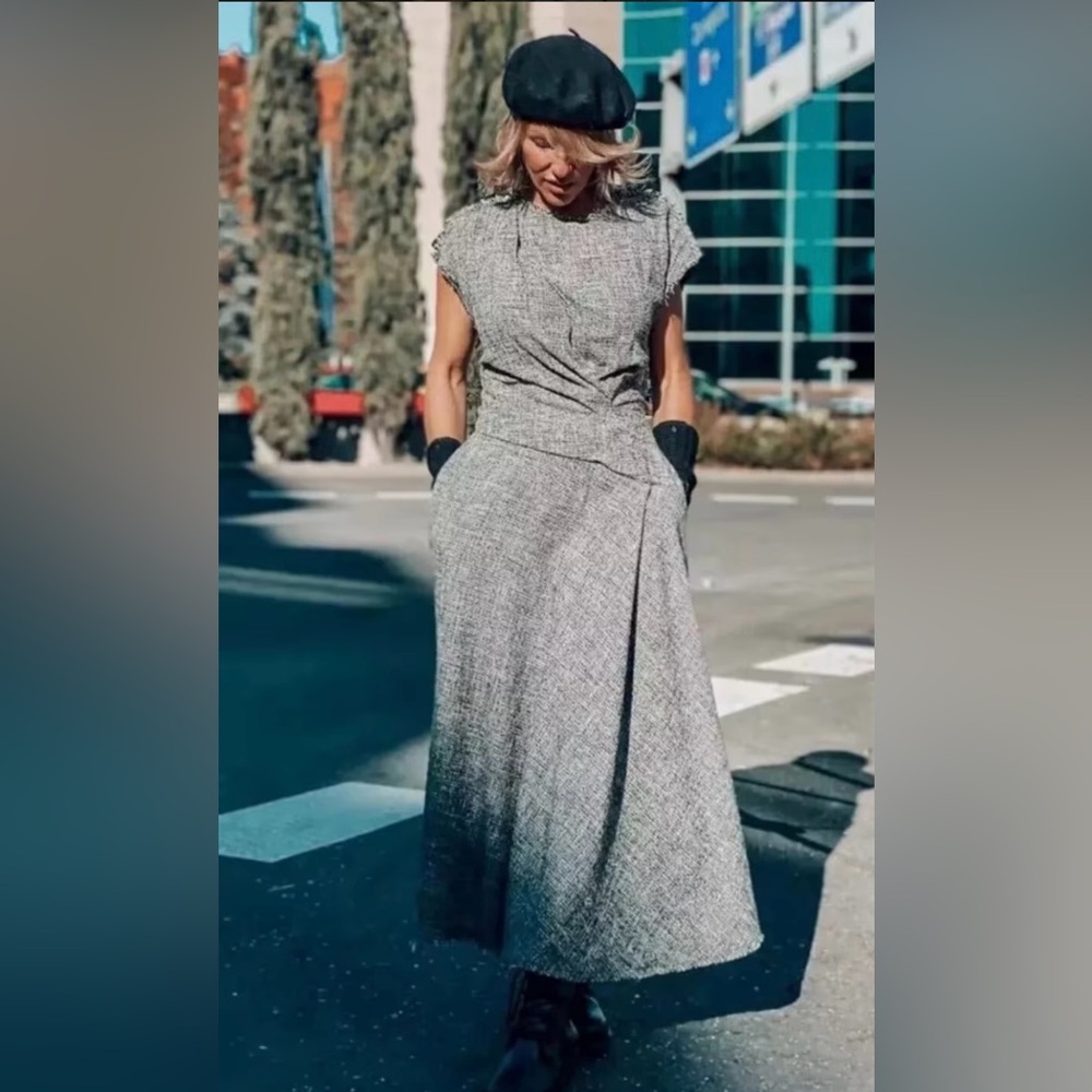NWT Zara Limited Edition DRAPED TWEED DRESS $170